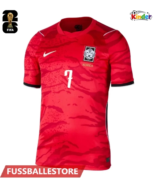 Günstige Republik Korea Son Heung-min #7 Heimtrikotsatz Kinder WM 2026 Kurzarm (+ Kurze Hosen)